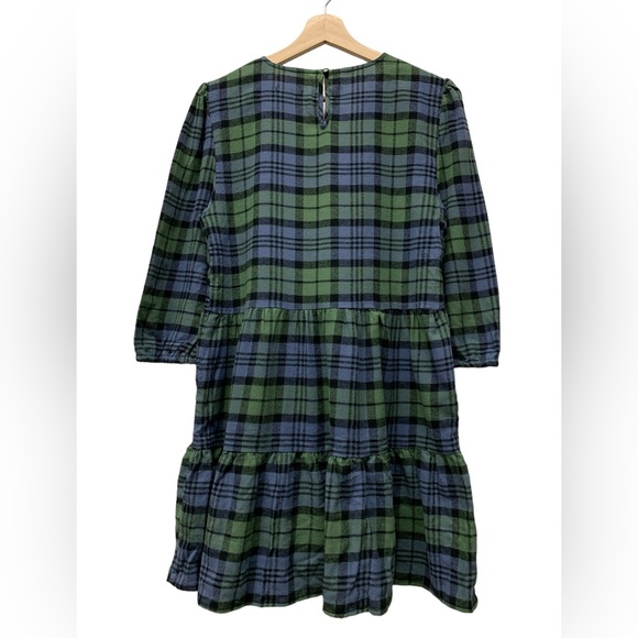 New! Abound flannel tiered plaid 3/4 sleeve dress, cotton, women's small - Picture 3 of 9
